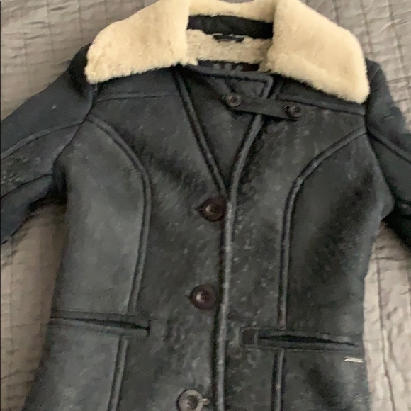 UGG distressed blue leather jacket sz xs - Picture 4 of 6